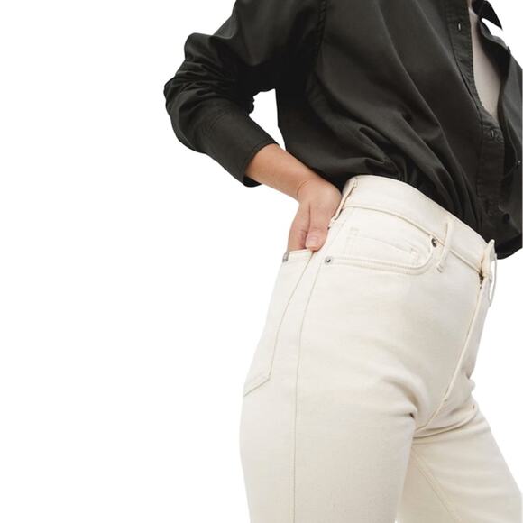 Everlane The Original Cheeky Jean, Cream, Organic Cotton, Casual, Plus, 34 - Picture 2 of 10